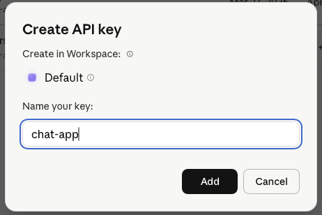 Generating an API key from your AI provider
