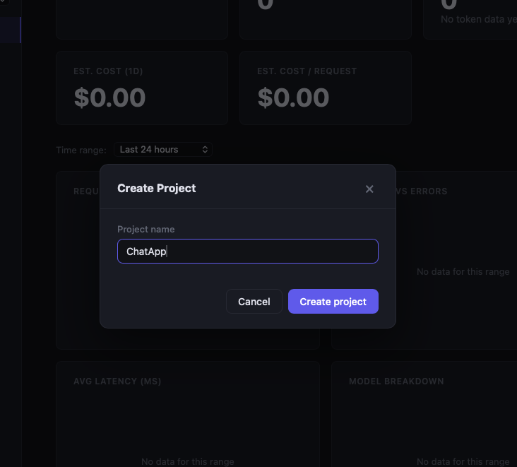 Naming a new project in the MAIG dashboard