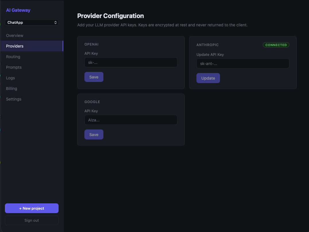 Provider key successfully added in the MAIG dashboard